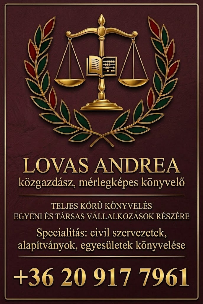 Lovas Andrea Könyvelőirodája – teljes körű könyvelés – egyéni és társas vállalkozások – civil szervezetek - alapítványok – egyesületek részére - Szabadbattyán