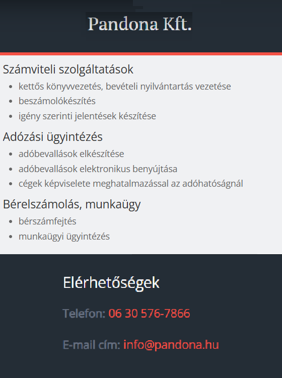 Pandona Kft. - teljeskörű számviteli szolgáltatás - nagy szakmai tapasztalattal!