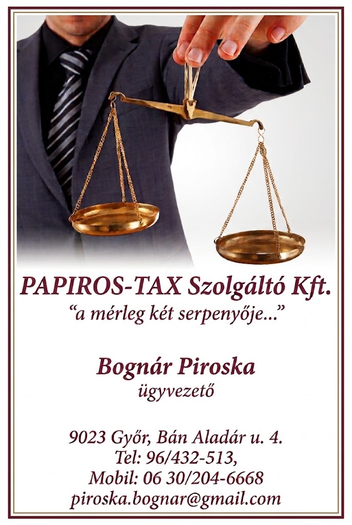 Papiros-Tax Könyvelőiroda – teljes körű könyvelés – adószakértés – adótanácsadás - Győr