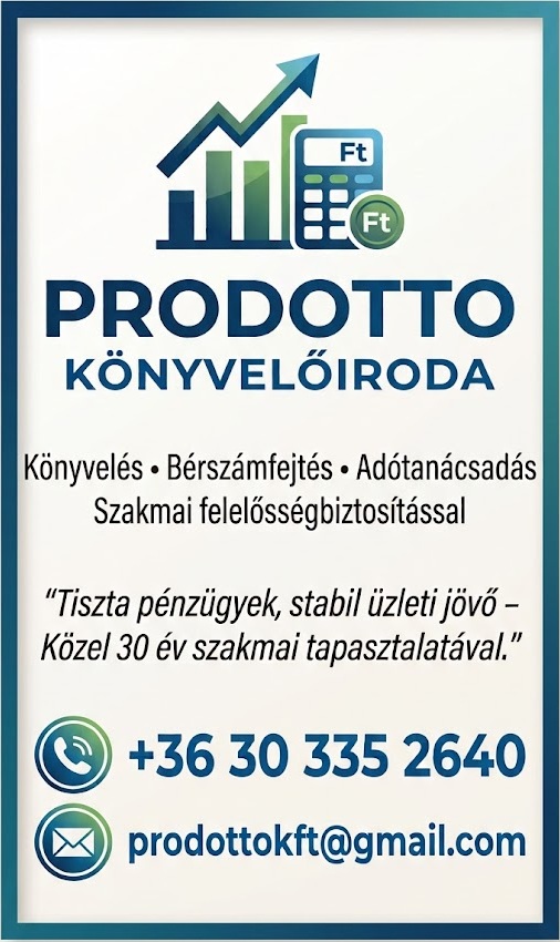 PRODOTTO Könyvelőiroda – könyvelés – bérszámfejtés – adótanácsadás – több évtizedes szakmai tapasztalattal – felelősségbiztosítással - Hatvan