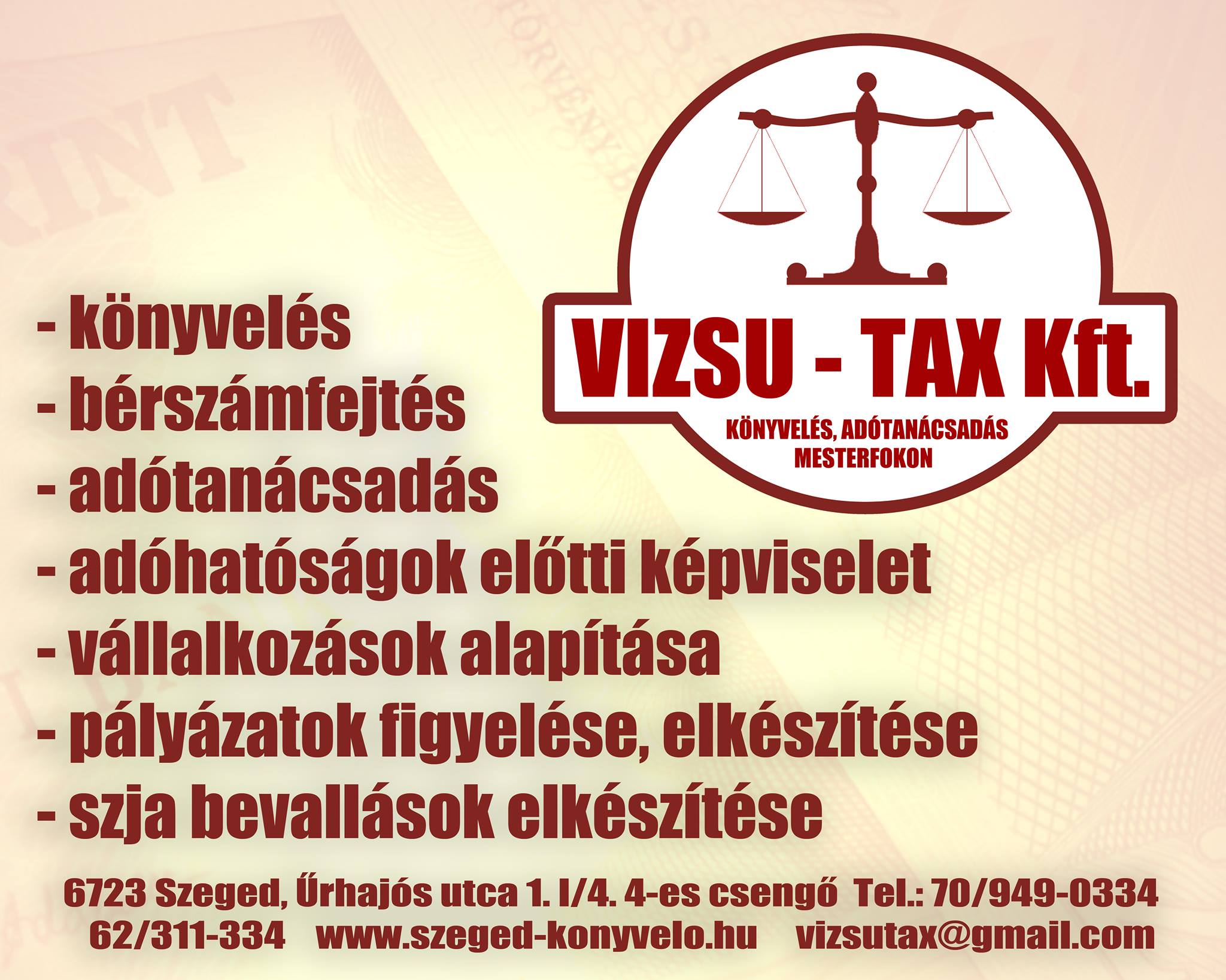 Vizsu-Tax Könyvelőiroda - „Könyvelés, adótanácsadás mesterfokon.” - Bács-Kiskun megye - Pest megye